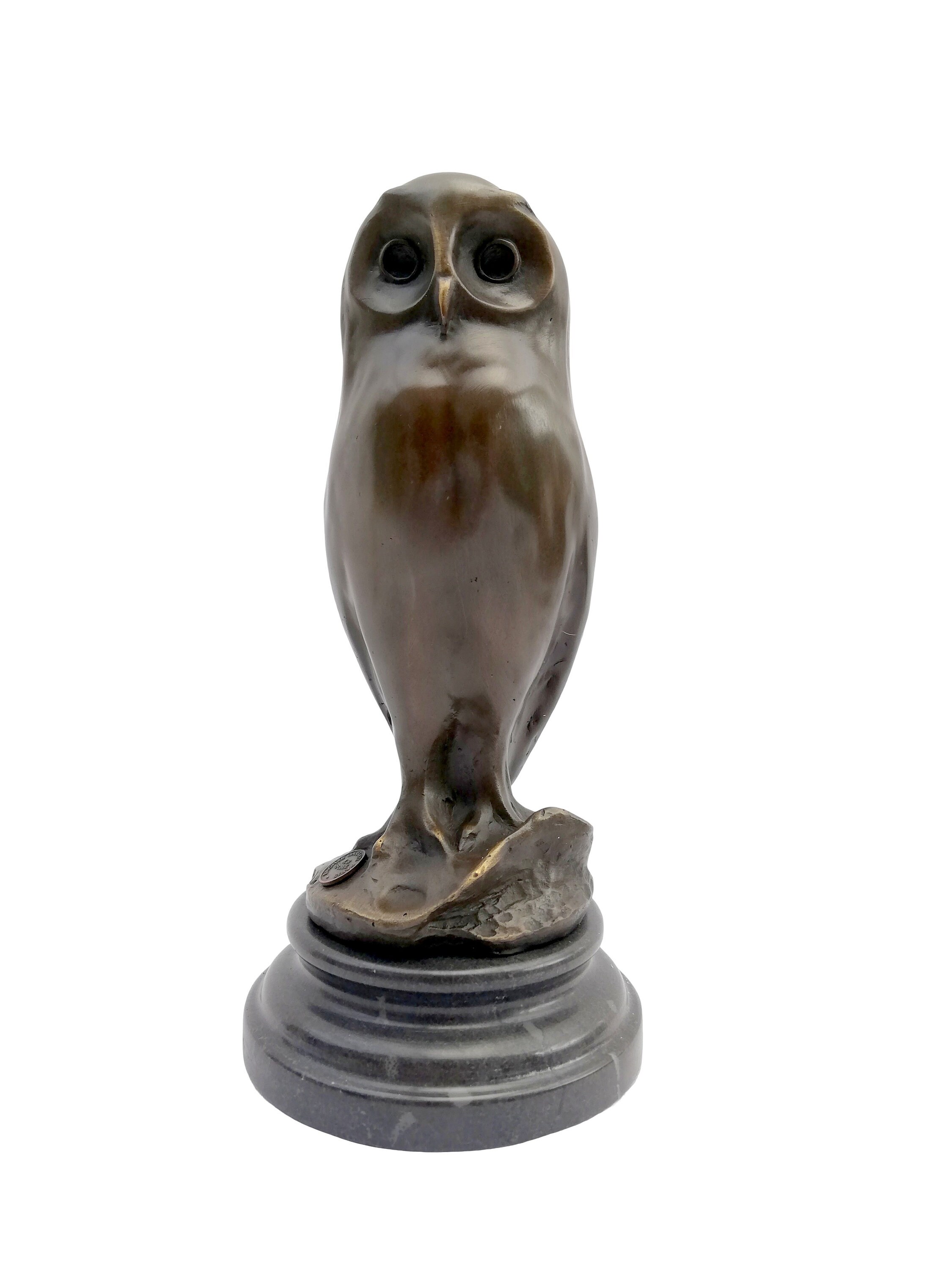 Bronze statue of a wise owl in Artdeco style