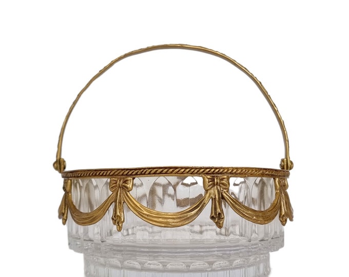 Decorative crystal bowl with bronze ornaments - candy bowl - bonbon bowl - tea bowl - high-tea - presentation dish