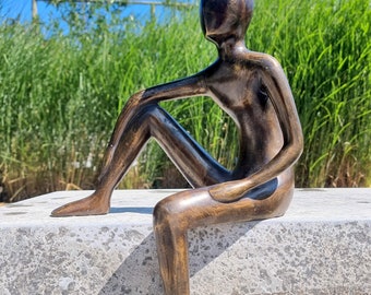 Abstract bronzen sculptuur - De dromende man - Moderne bronzen beelden - Tuinsculpturen - Vensterbank decoratie