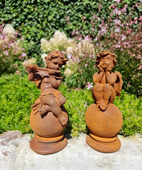 Pair Of Seated Angels In Cast Iron Garden Decoration Australia Pair Of Seated Angels In Cast Iron, Cast Iron Garden Statues Australia