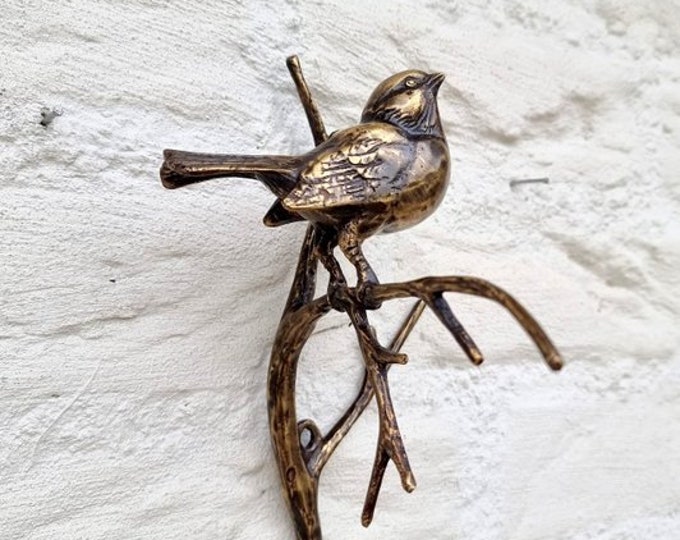 Bronze wall decoration - Bird on branch - bronze birds - Natural home decoration