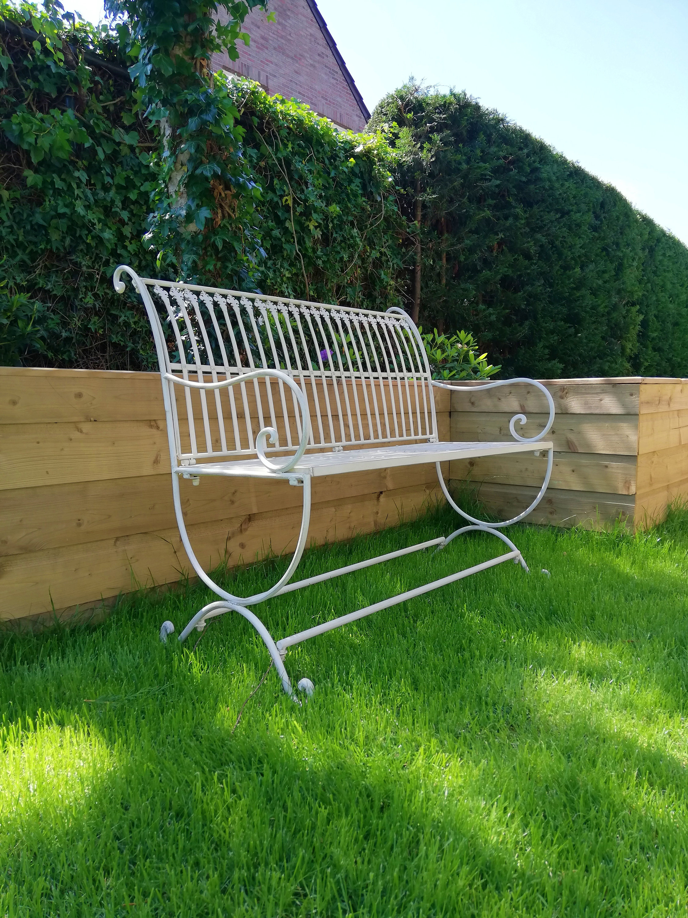 Wrought iron garden bench