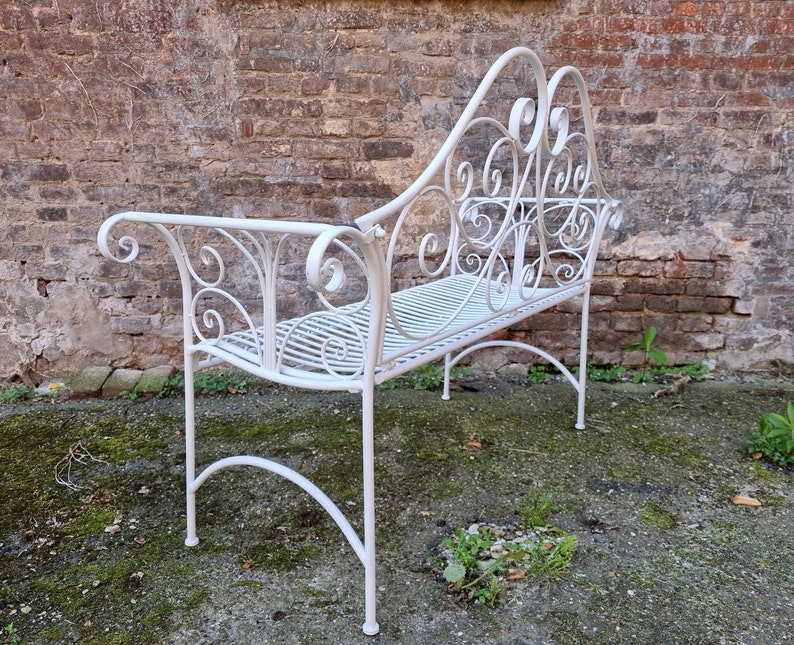 Wrought iron garden bench Patio bench Decorative garden bench image 10