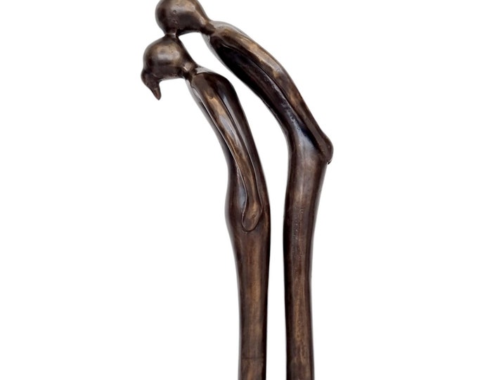 Decorative bronze sculpture of a couple in love - Kissing couple - Romantic home decor - charming bronze figure