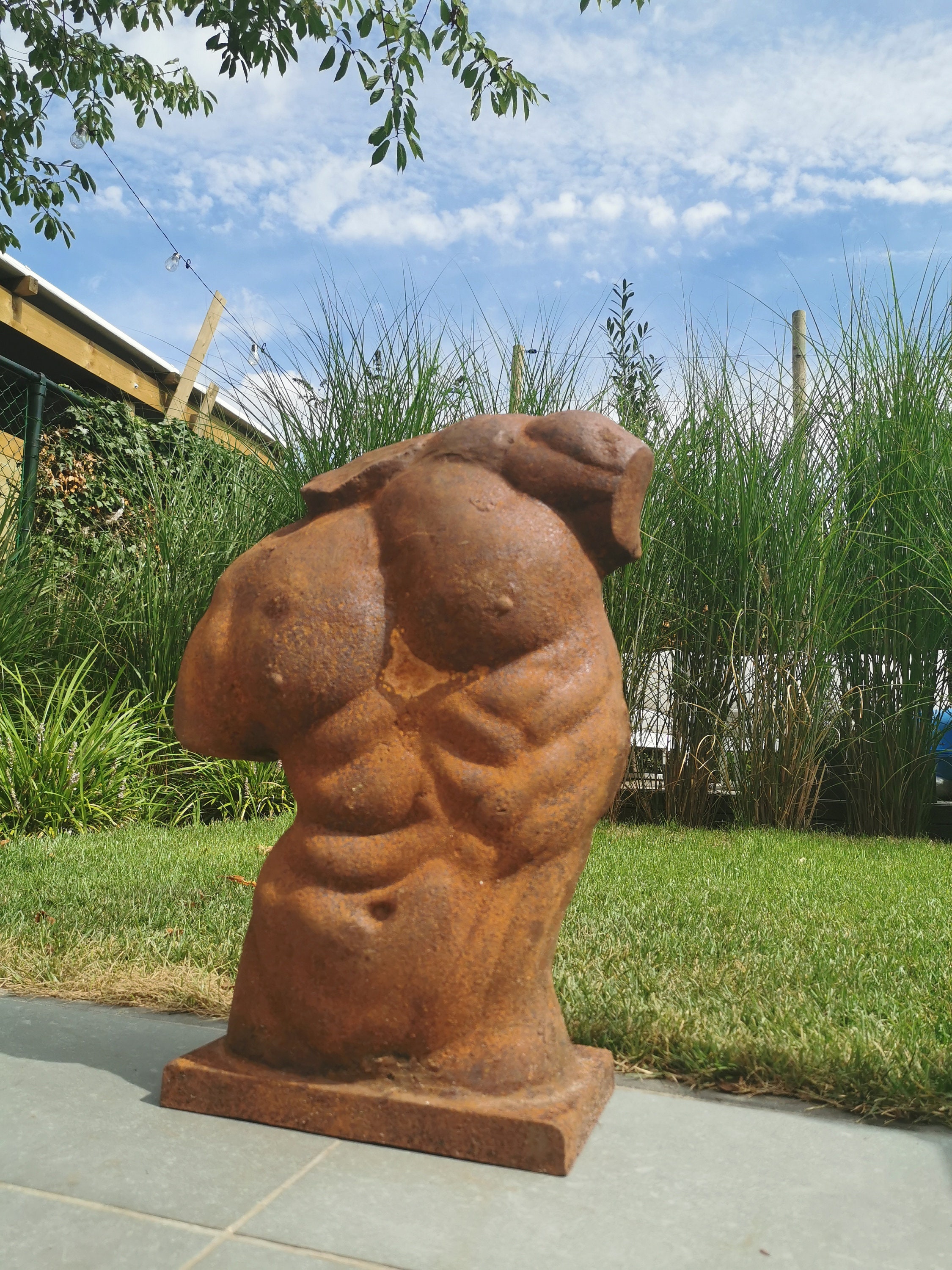 Cast Iron Male Torso Large garden sculpture