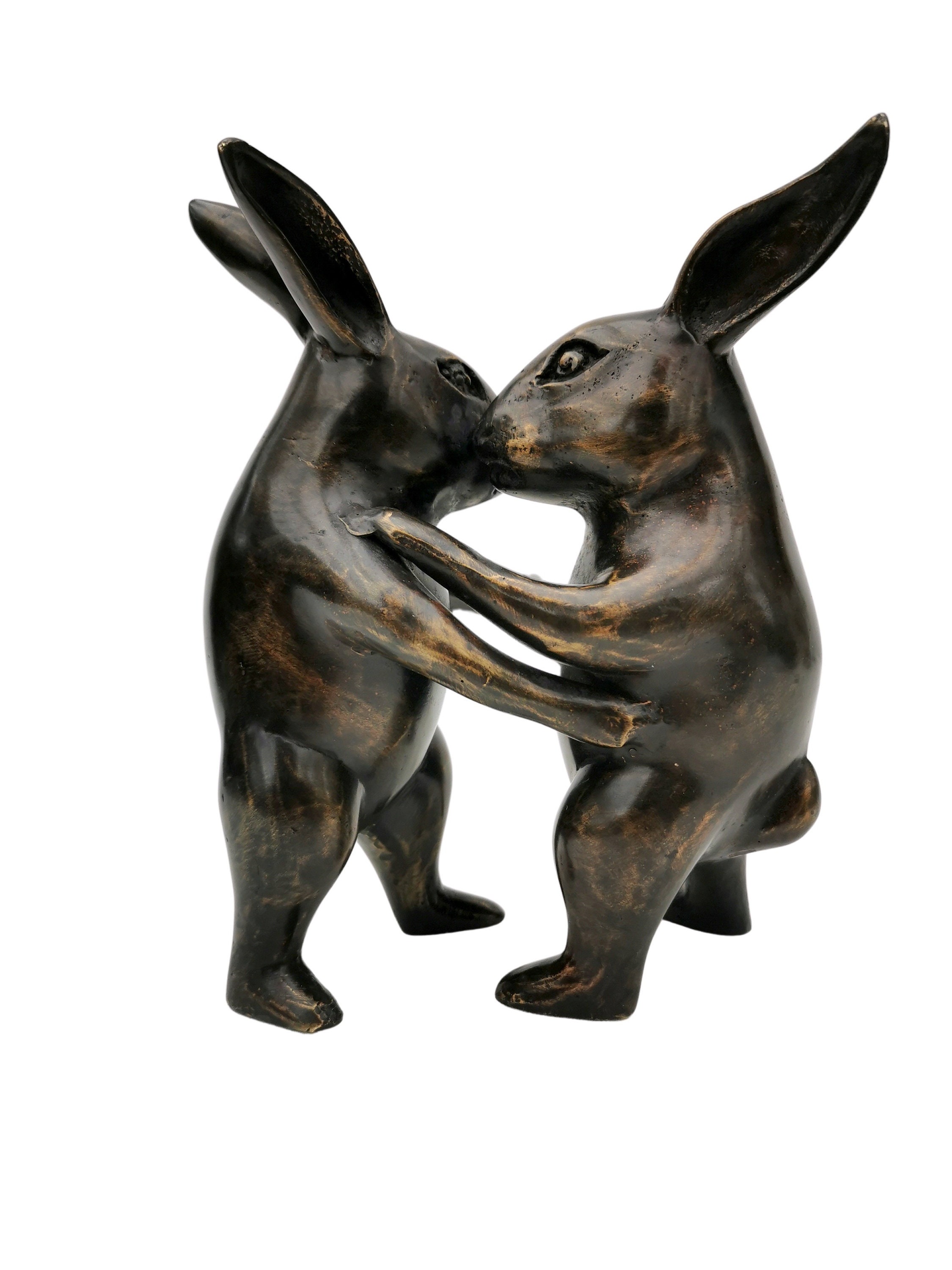 Dancing rabbits Bronze Rabbits in love