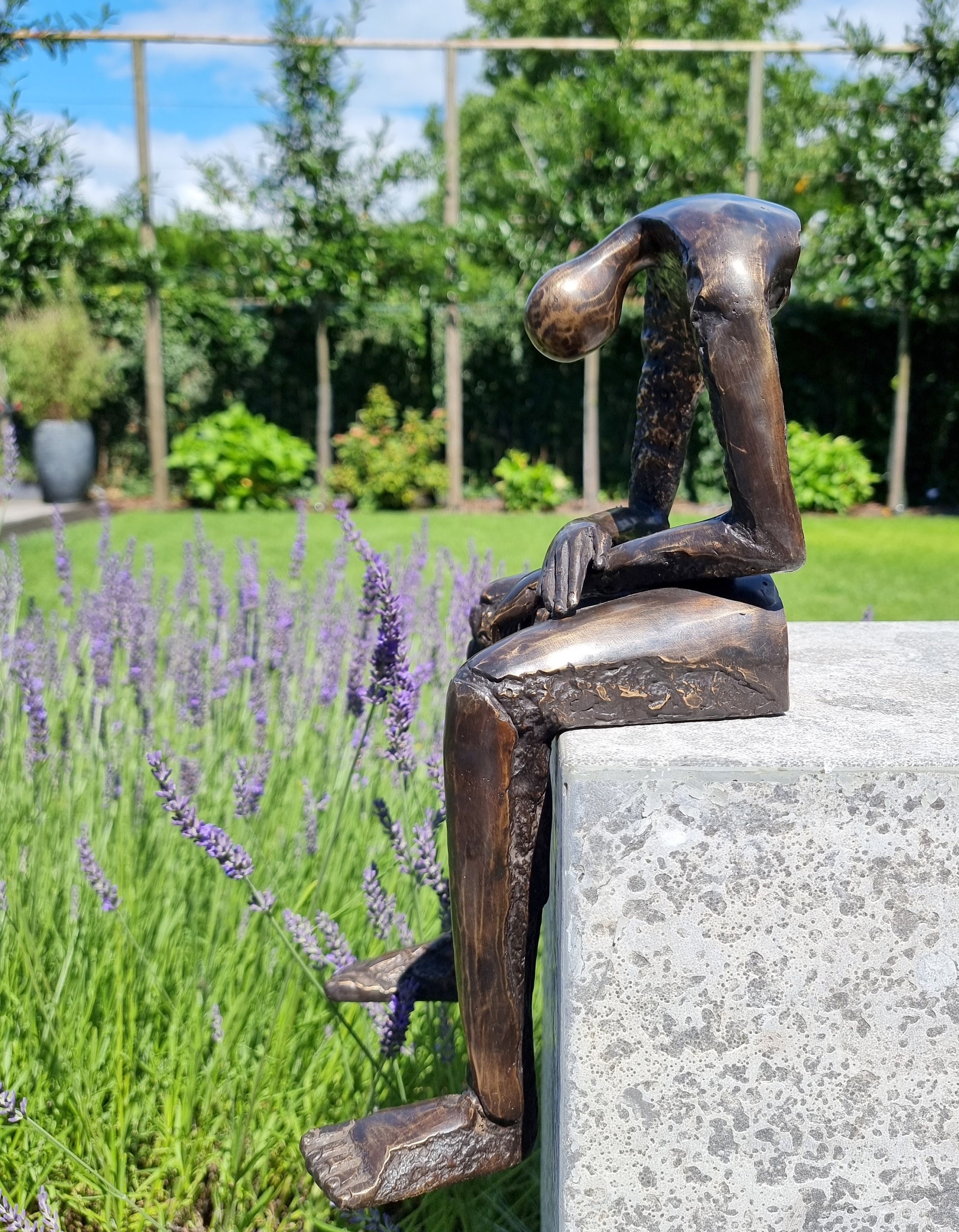 Modernist Bronze Sculpture Seated Bronze human Seated Giant
