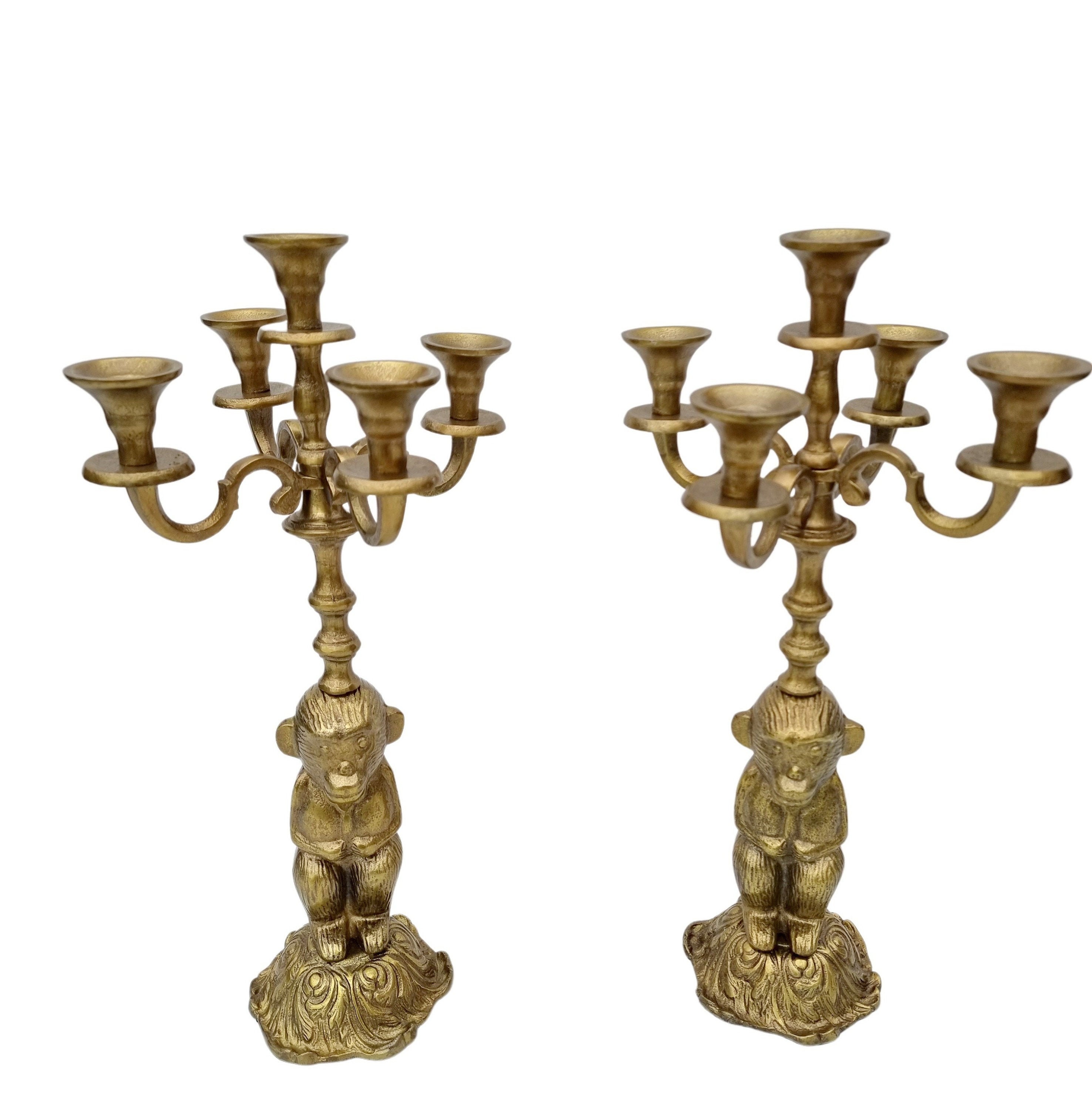 Candelabra (2) Monkey candlestick holders golden candlesticks