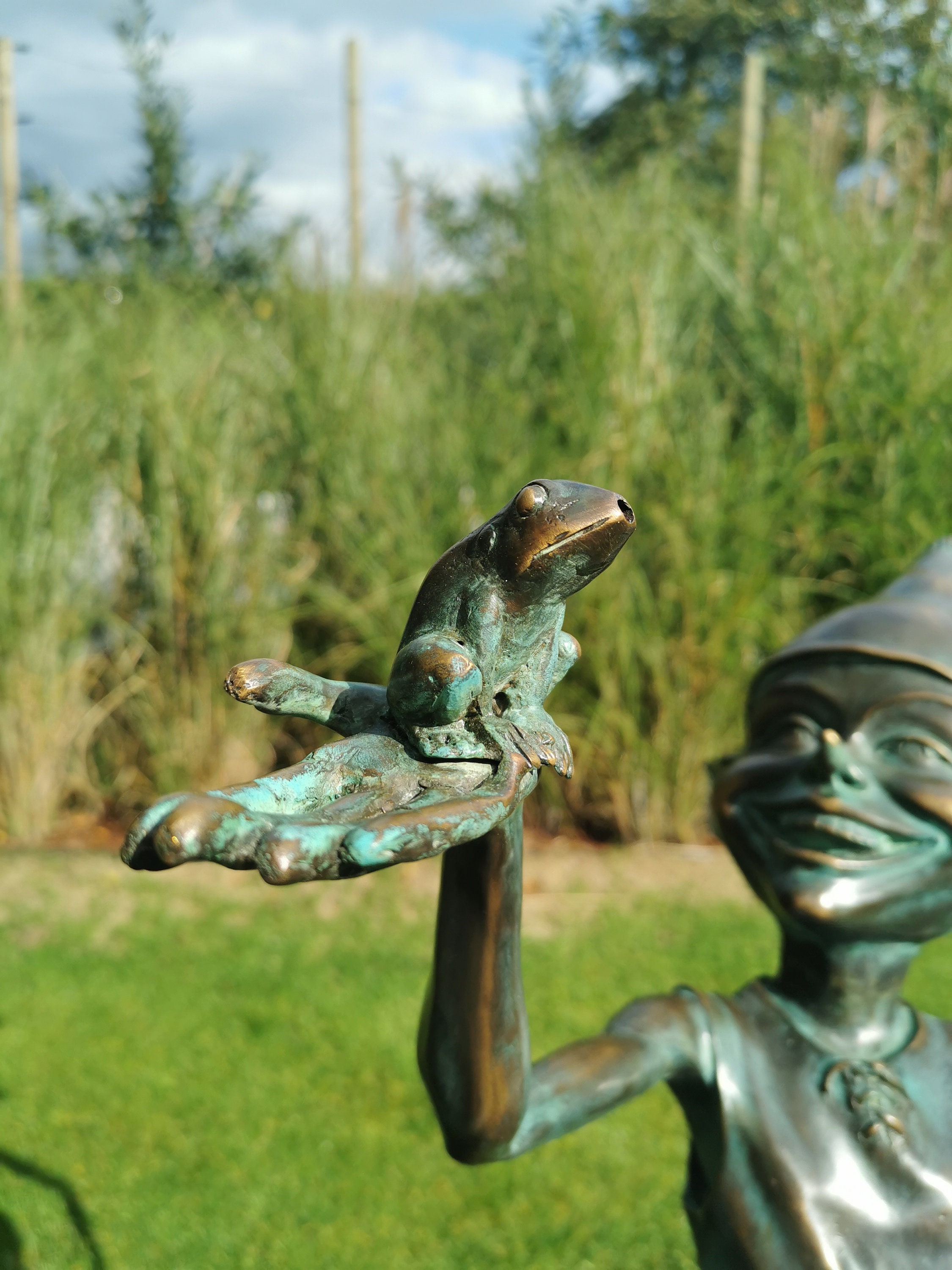 Extra large garden pixie Bronze fountain Bronze garden gnome