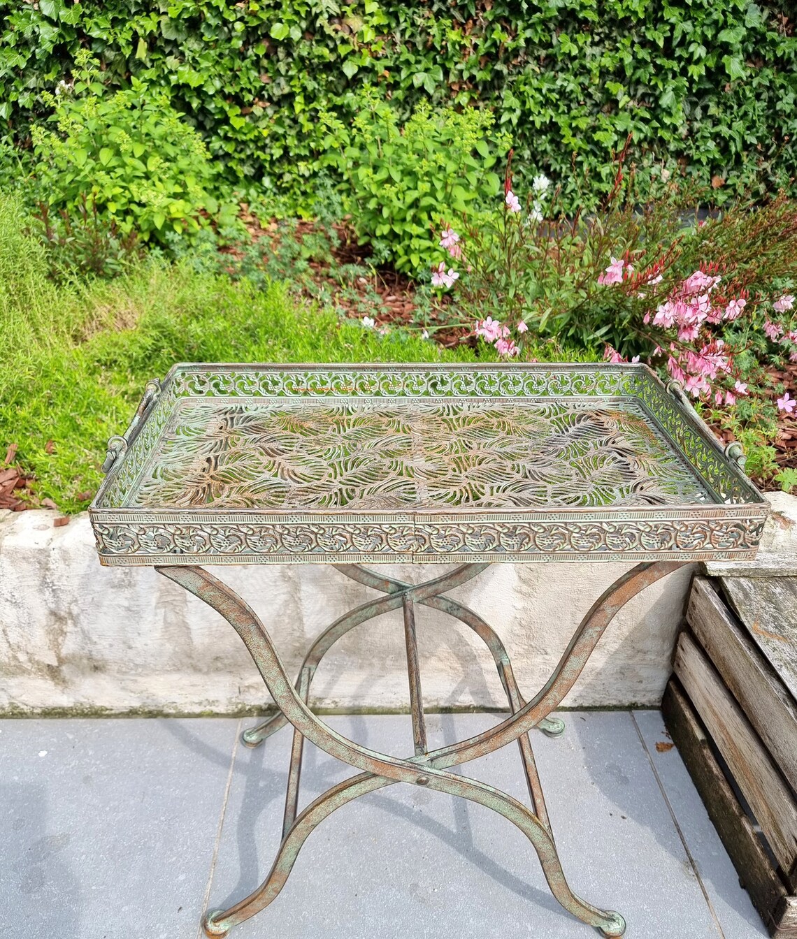Flower table Garden table Iron flower table Romantic Etsy