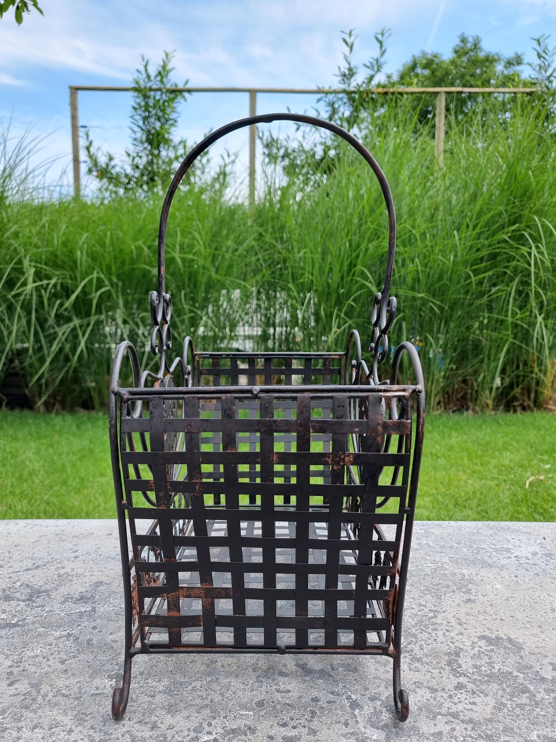 Wrought iron flower baskets Brown garden baskets cottage Etsy