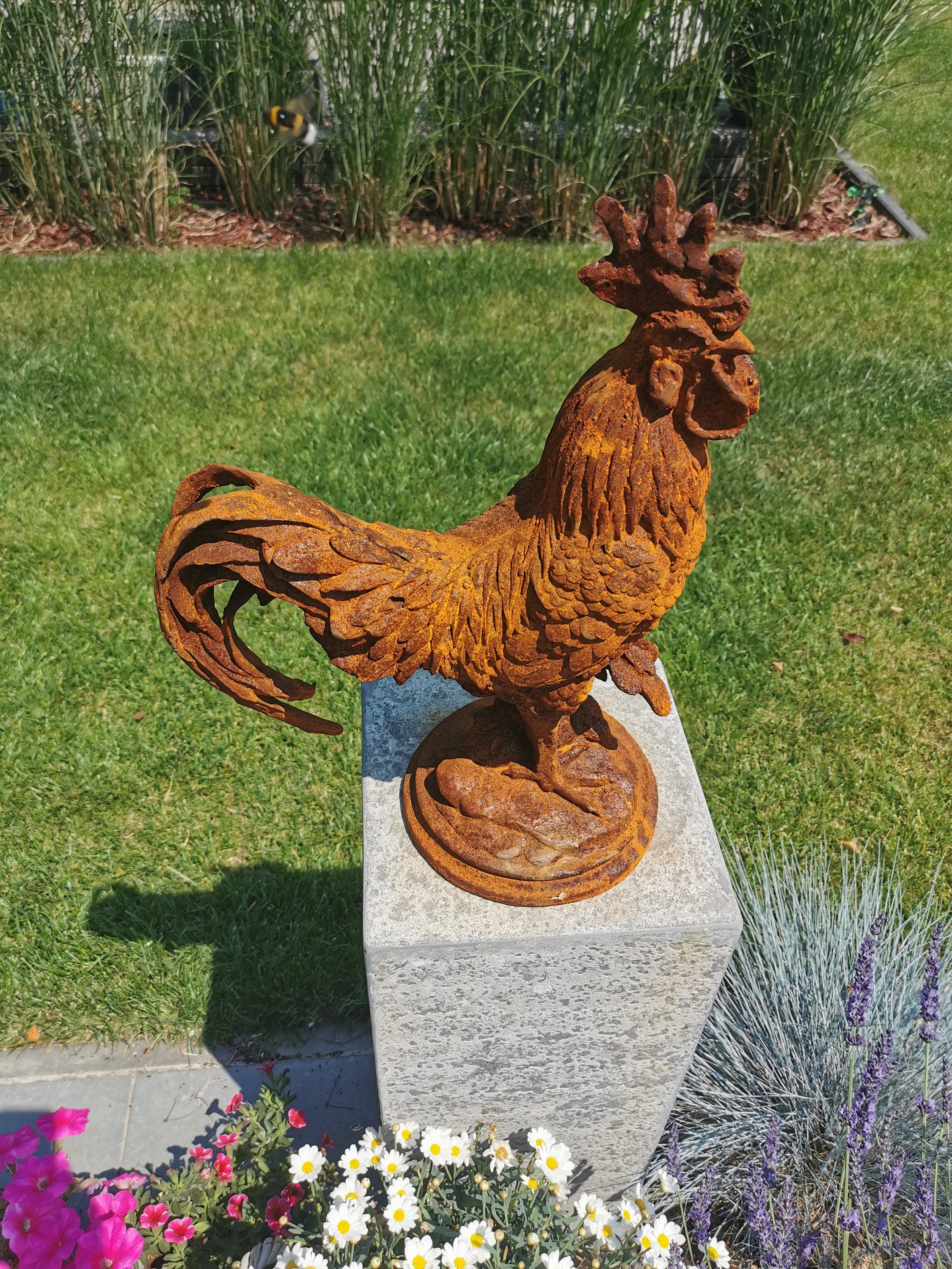 Large Cast iron rooster Garden statue Cast iron garden sculptures