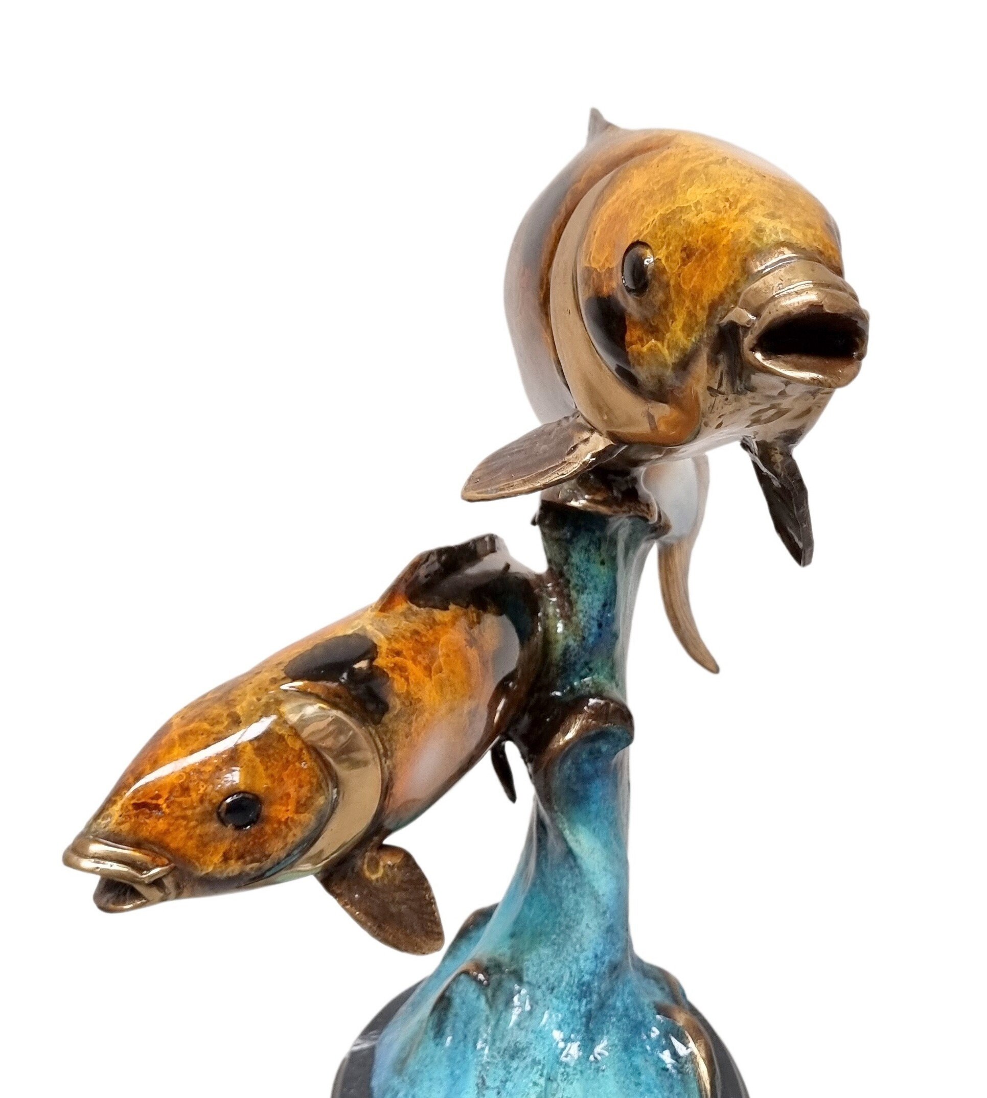 Excellent bronze sculpture of 2 Koi fish A real trophy Eyecatcher Luxurious bronze