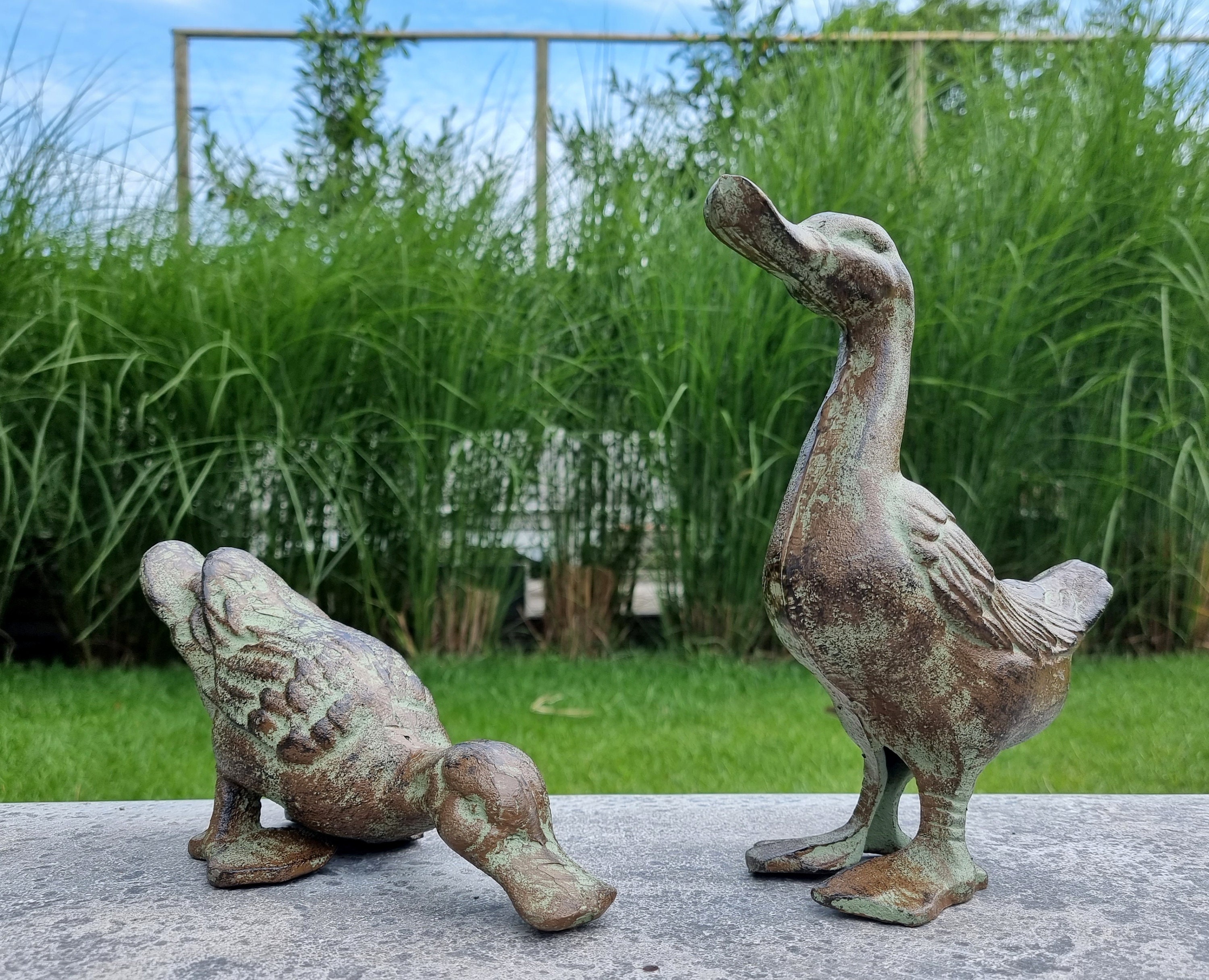 Sculpture drôle de canard - Doigt d'honneur - Statue - Pierre - Décoration  - Jardin 