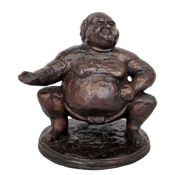Detailed bronze figure of a sumo wrestler - Fat wrestler - martial arts - Bronze figurines - Gift idea