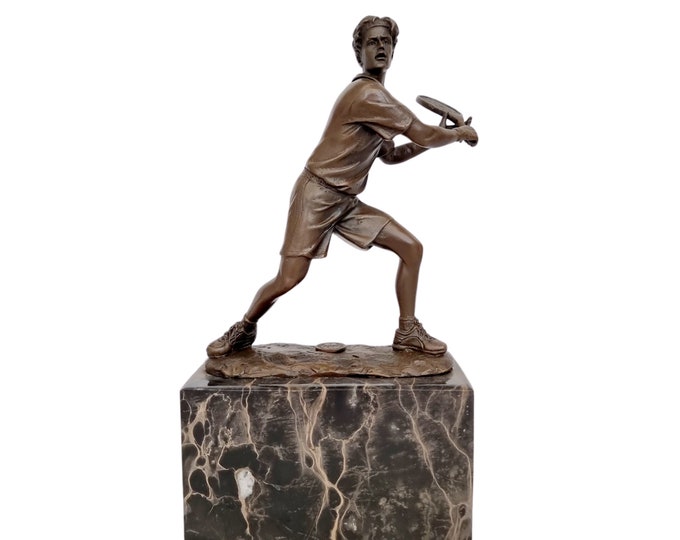 Decorative bronze statue of a tennis player - Decorative home decor - Gift for tennis player - tennis enthusiast - trophy