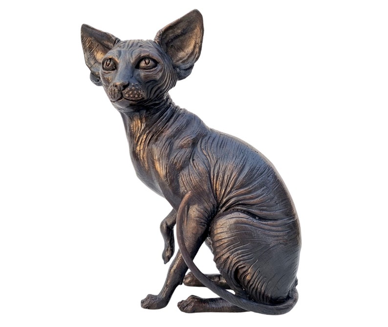Bronze Sphynx Cat Lifelike Detailed Bronze Cats image 1
