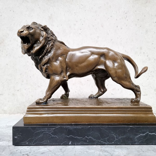 Beautiful Bronze Lion - Roaring Lion - Bronze Sculptures - Bronze Animals