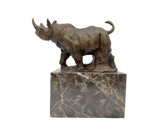 Bronze rhino sculpture