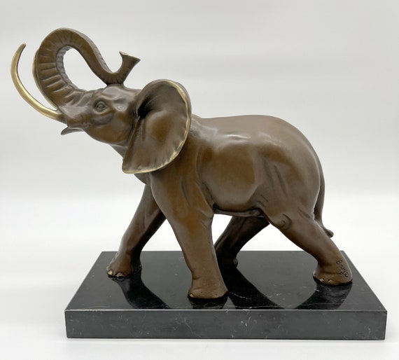 Bronze Elephant Elephant on Marble Decorative Bronze -