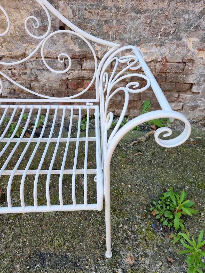 Wrought iron garden bench Patio bench Decorative garden bench image 8