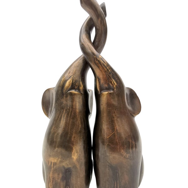 Éléphants engouement - éléphants étreignants en bronze - Sculpture en bronze - Symbole d’amitié et d’amour
