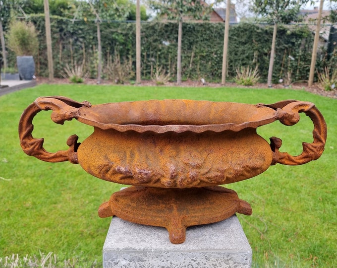 Cast Iron Flower Pot Garden Vase Cast Iron Jardinière 24 Inches Etsy