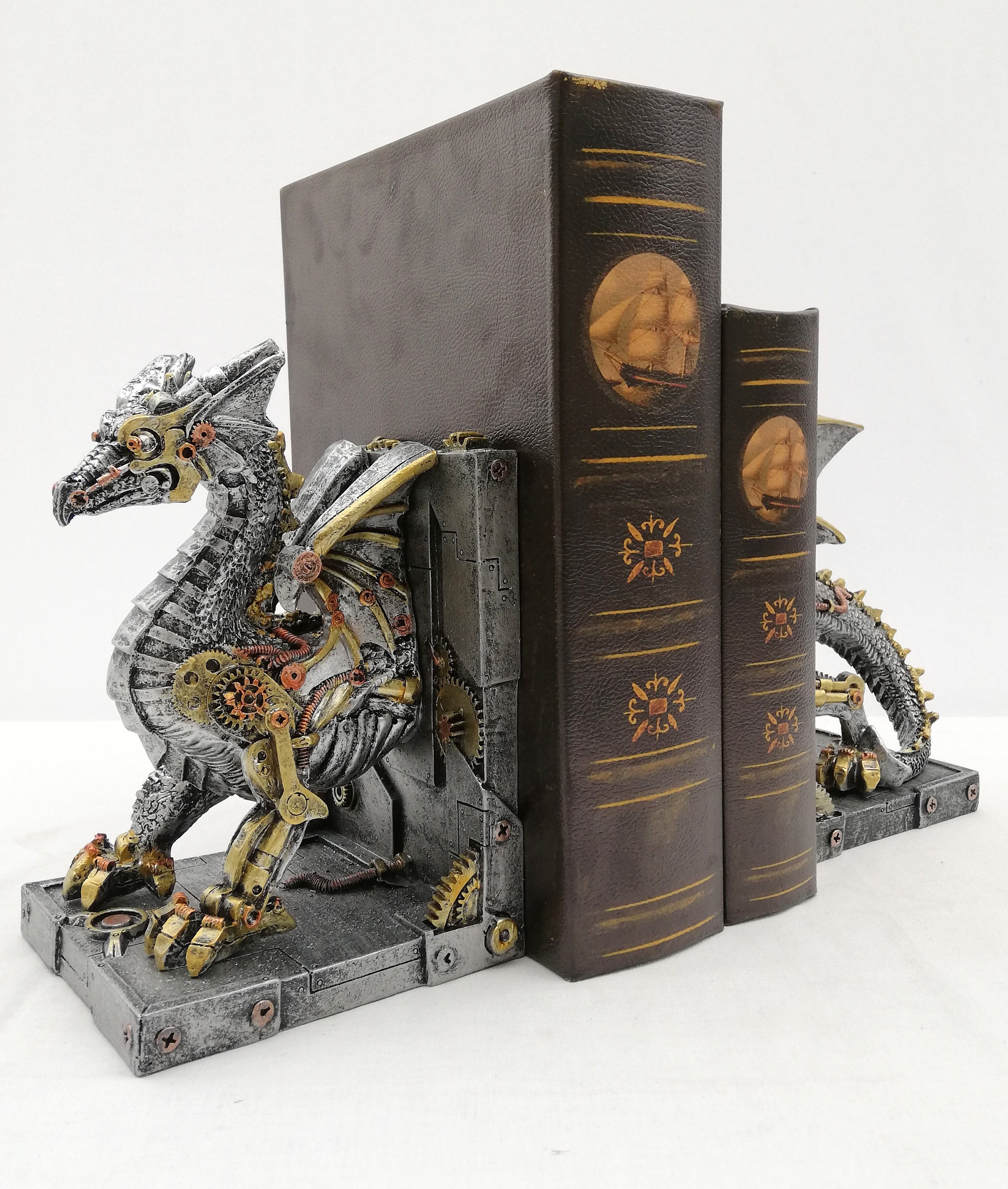 Dragon bookends steampunk & Fantasy