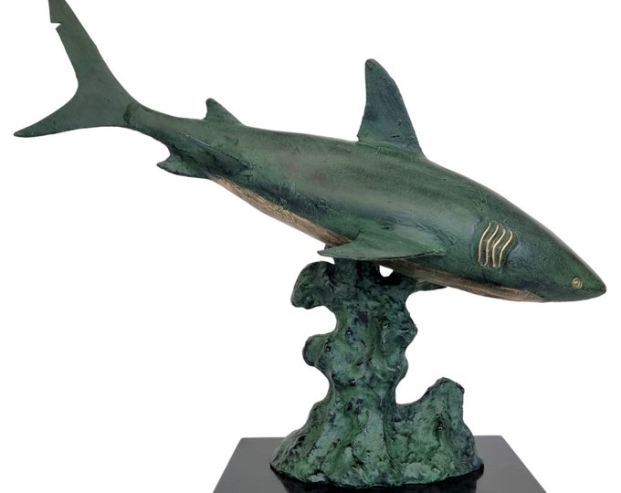 Swimming shark sculpture - Decorative shark - Shark home decor - Nautical home decor