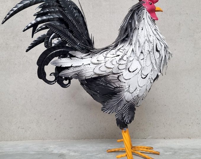 Large iron rooster - Metal animals - Rooster sculpture - Gift idea housewarming / garden warming