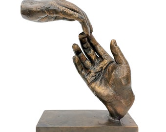 Bronze sculpture of 2 touching hands - Floating hands