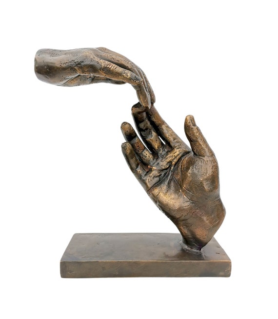 Escultura de bronce de 2 manos conmovedoras Toque en el bronce -  México
