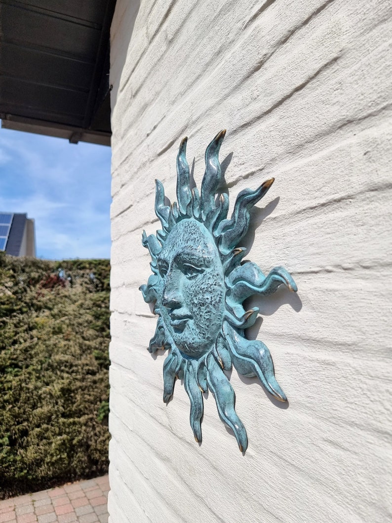 Bronze Sun Sculpture Sun Face Bronze Garden Decor Etsy