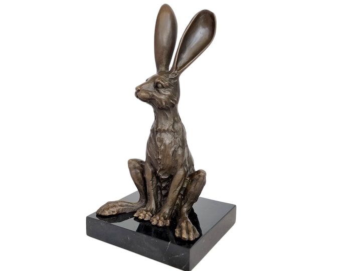 Bronze hare - sitting hare - decorative home decor - bronze animals - Easter decoration - Spring and summer decoration - Gift for her