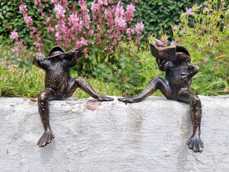 Zingende kikkers Bronzen kikkers Huis en tuin ornamenten Etsy Nederland