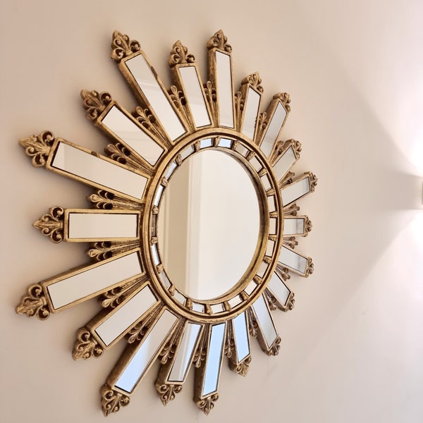 Miroir solaire Régence - Miroir mural doré - Régence hollywoodienne