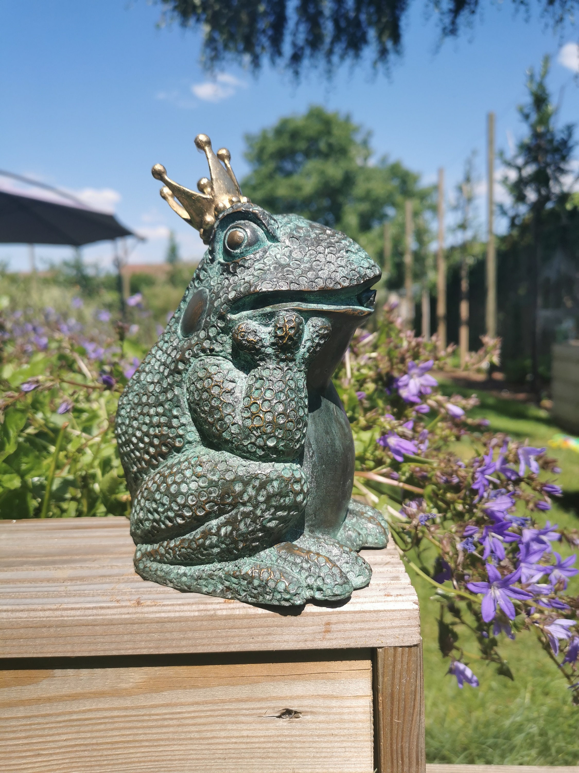Bronze frog with golden crown Fountain