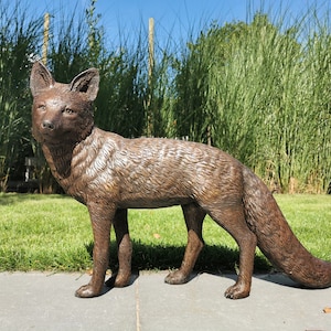 Sculpture de jardin en bronze d’un renard - Renard réaliste - Animaux sauvages en bronze