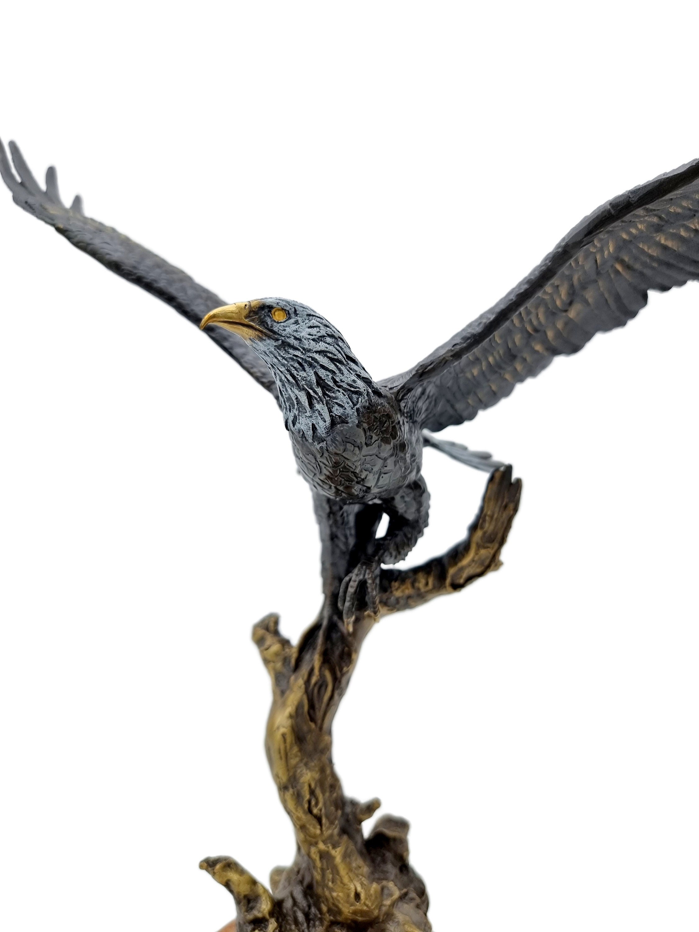 Bronze sculpture of a flying eagle Colored bronze Etsy