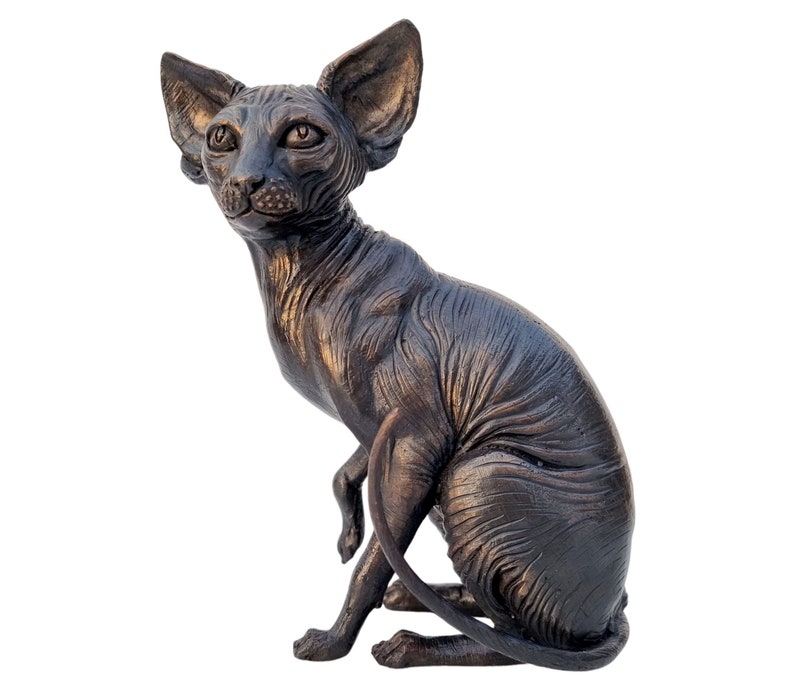 Bronze Sphynx Cat Lifelike Detailed Bronze Cats image 2