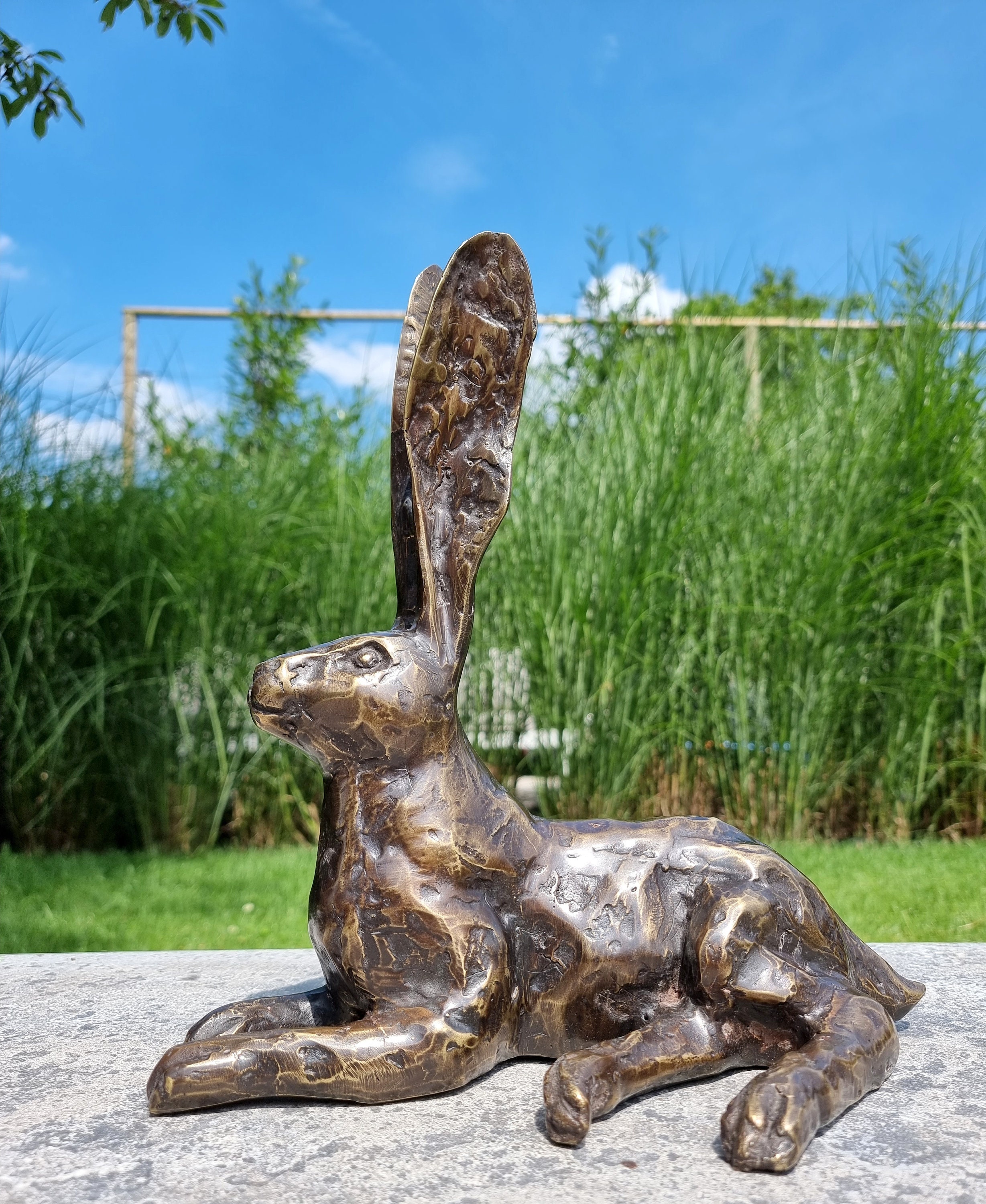 Kaninchen-Ornamente, Kaninchen-Statue, Weißes Kunstharz für den Garten :  : Garten