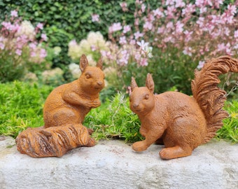 Cast iron ornaments - Couple Squirrels - beautiful garden ornaments.