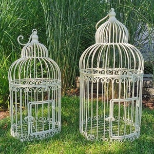 Garden decor - decorative white bird cages