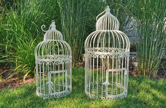 Vintage Metal Decorative Outdoor Cage/heavy Hanging Bird Cage/black Iron  Metal Bird Cage/big Pinjara With Chain/garden Cage From India 