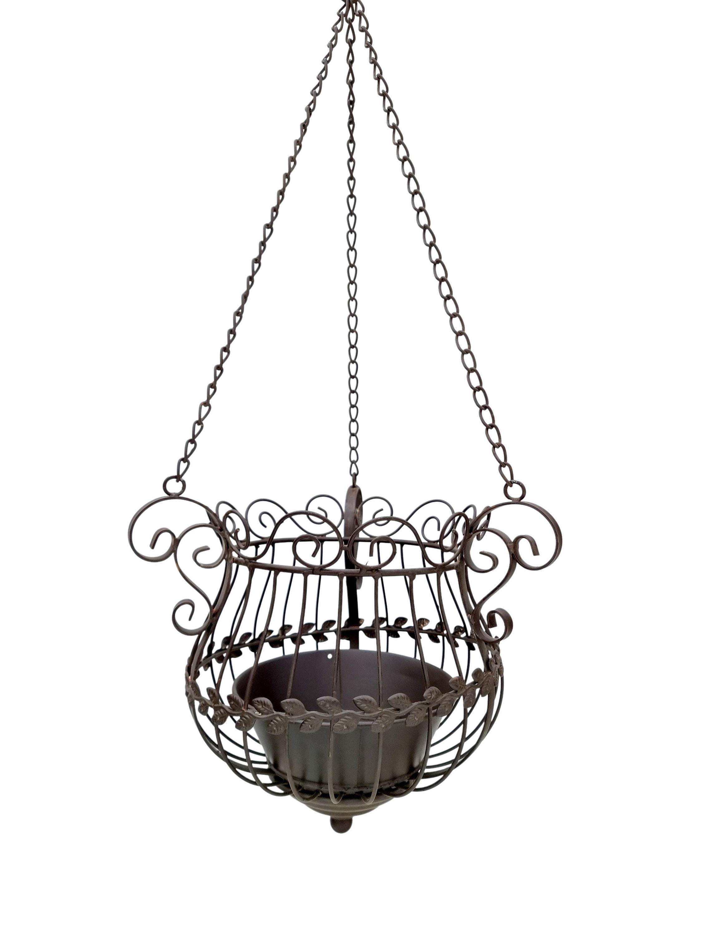 Beautiful wrought iron flower basket - Hanging flower basket - Garden