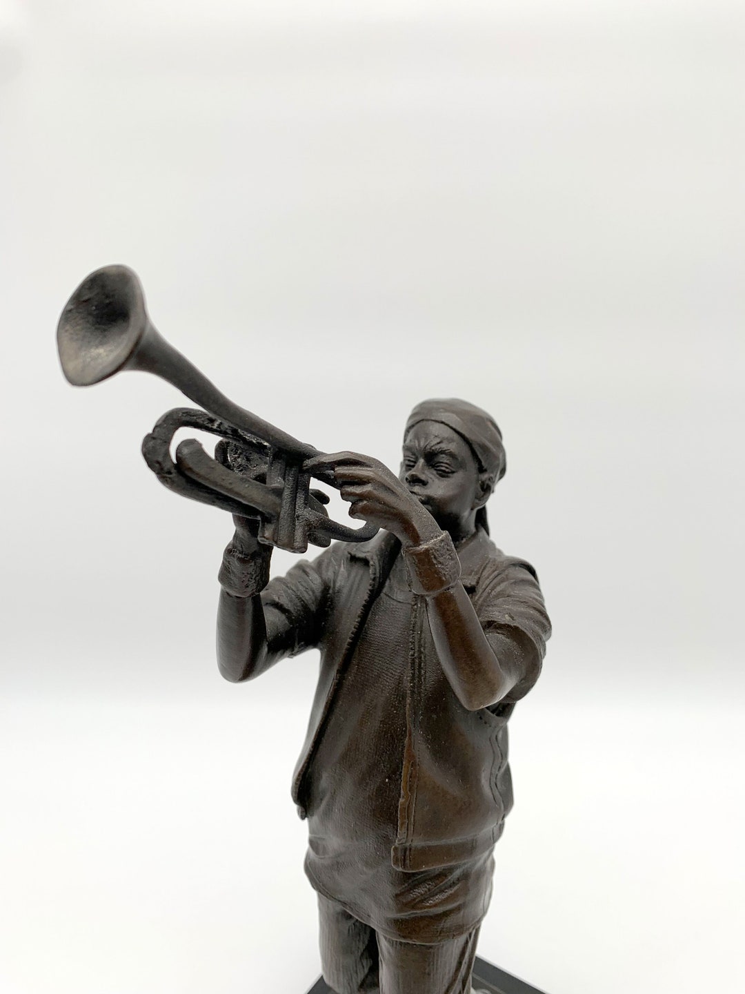 Bronze Sculpture of a Man With Trumpet Street Musician Bronze Artist