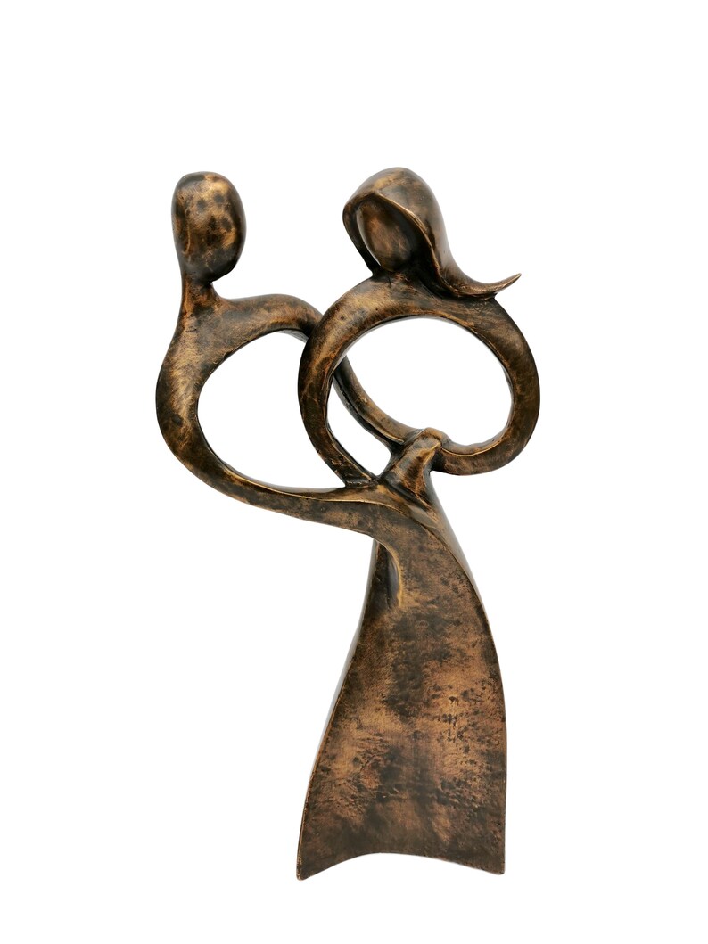 Omhelzend koppel Bronzen sculptuur Cadeau huwelijk, huwelijksverjaardag en verloving afbeelding 7