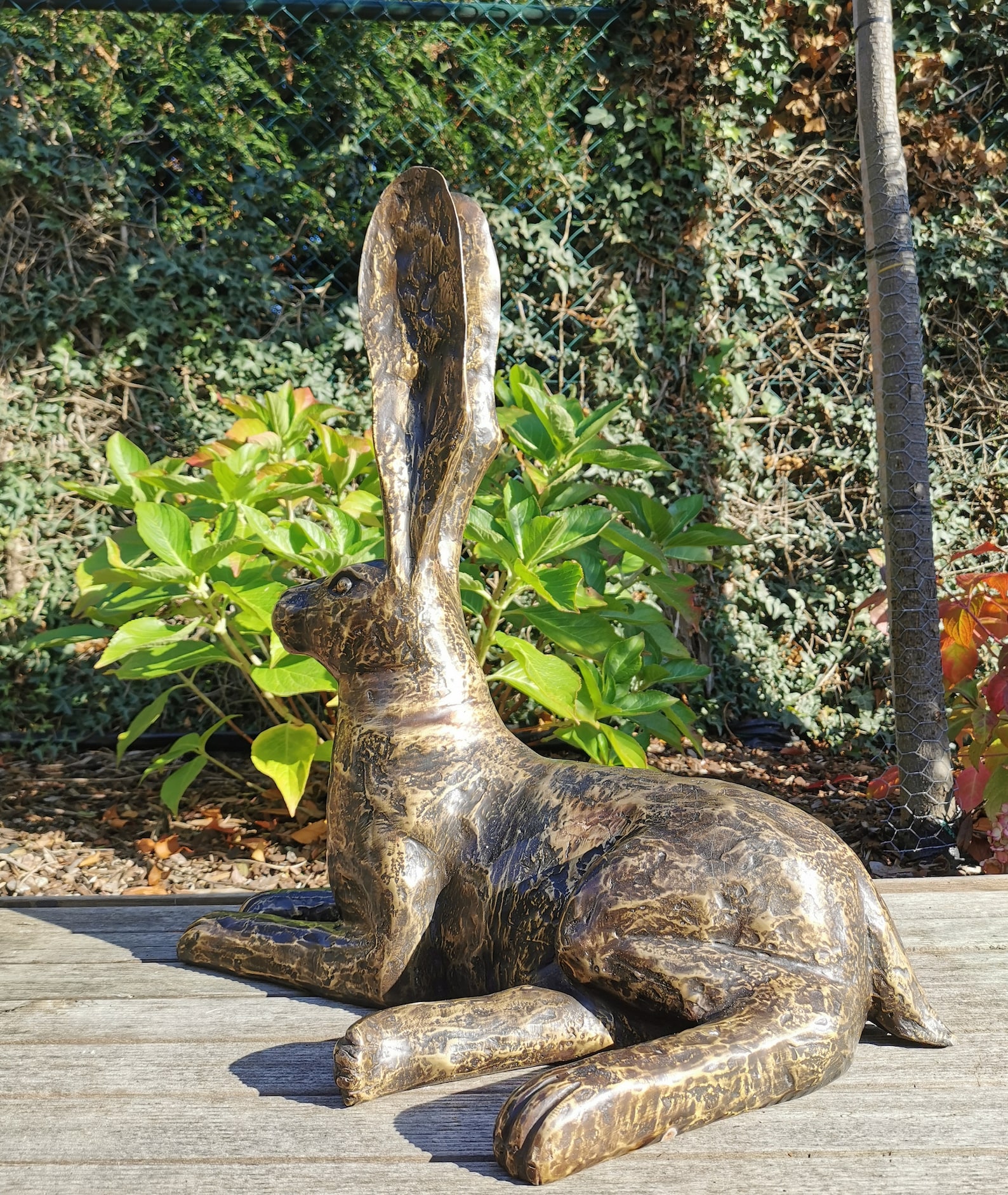 XL Hare Sculpture Bronze Hare Large Garden Sculptures Etsy