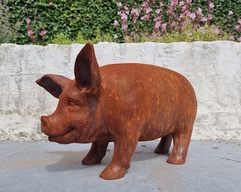 Cast Iron Pig - Cast Iron Garden Sculptures - Funny Pig - Big