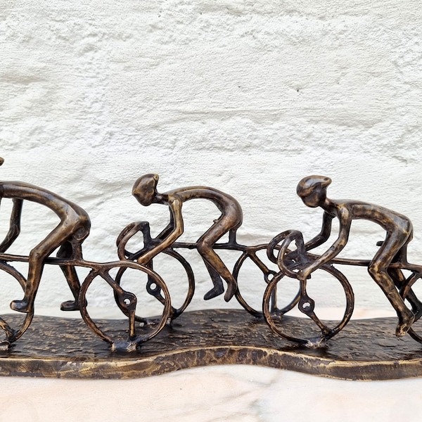 Radrenn-Peleton - Bronzene Radfahrer auf dem Fahrrad - Rennfahrer - Rennräder - Geschenk für Radfahrer - Radfahrerfiguren